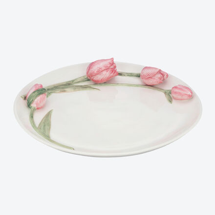Produktbild fr 'Handcolorierter Konfektteller mit plastischem Tulpendekor'