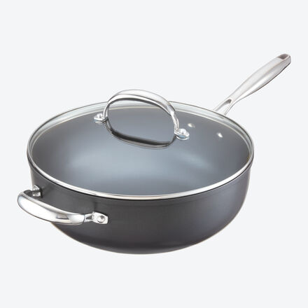 Produktbild f�r 'Hochraum-Pfanne mit Gegengriff und  Deckel (28 cm �): professionell, hart anodisiert'