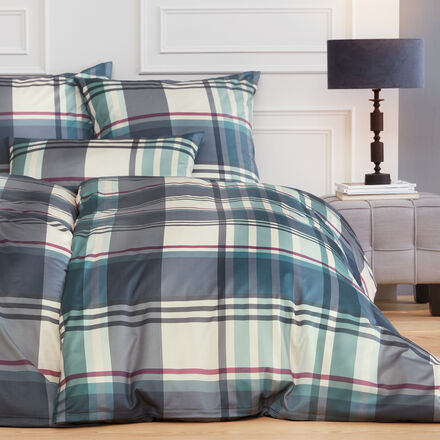 Produktbild fr 'Hochveredelte Baumwoll-Bettwsche mit Tartan Dessin, Bettbezug, Kissenbezug, Bettzeug, Schlafzimmertextilien'