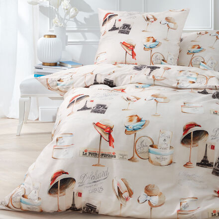 Produktbild fr 'Hochveredelte Satin-Bettwsche mit charmantem Hut-Motiv'