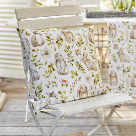 Produktbild fr 'Hochwertige Baumwoll-Kissenhlle mit detailreichen Hasenmotiven, Kissenbezug'