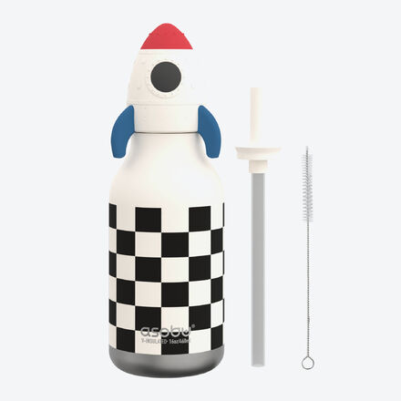 Produktbild fr 'Isolierte Kindertrinkflasche Rakete mit Strohhalm, 460 ml'