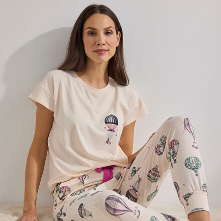 Produktbild f�r 'Kurzarm-Shirt - Baumwoll-Modal-Mix, Ballon-Print, Gr��e 36-48'