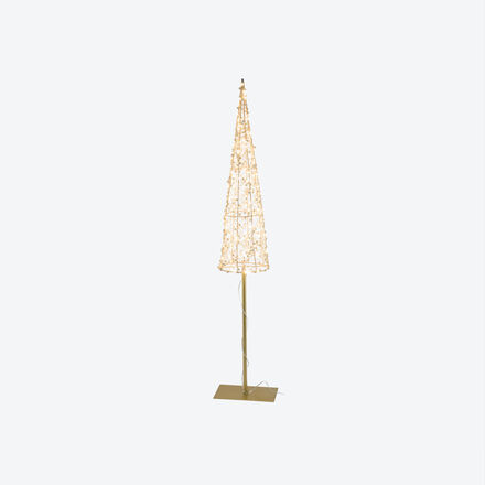 Produktbild fr 'Leuchttanne mit LED-Beleuchtung - goldfarbener Metallbaum mit LEDs umwickelt'