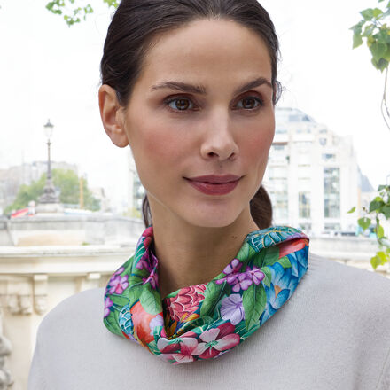 Produktbild f�r 'Loop-Schal Tropical Flowers - 100 % Seide, Liberty-Stoff, mit Magnetverschluss'
