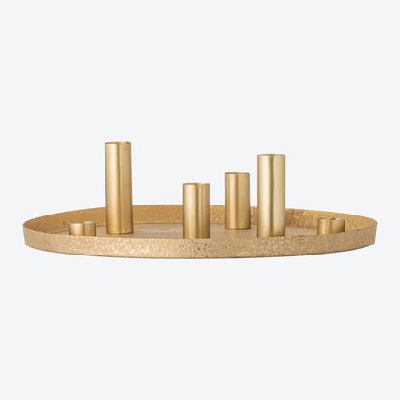 Produktbild fr 'Magnetischer Kerzenstnder - Tablett fr 6 Stabkerzen, Metall, /H ca. 30/8 cm'