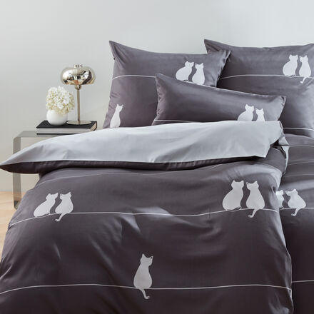 Produktbild f�r 'Mako-Satin-Bettw�sche You & Me mit Katzenmotiv, 2 Gr��en, 2 Farben'