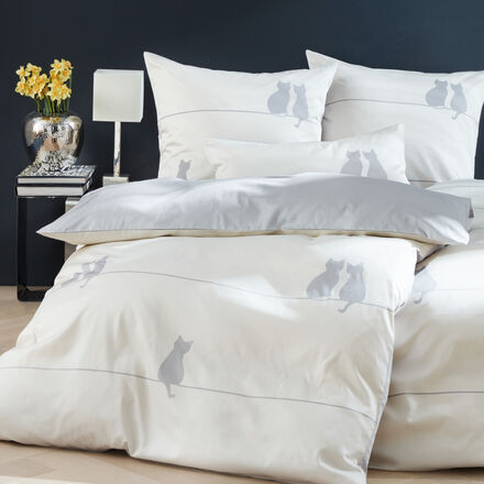 Produktbild f�r 'Mako-Satin-Bettw�sche You & Me mit Katzenmotiv, 2 Gr��en, 2 Farben'