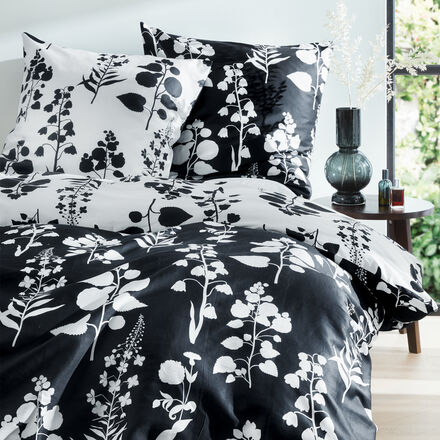 Produktbild fr 'Moderne Wende-Satin-Bettwsche mit 2-farbigem Bltenmuster'