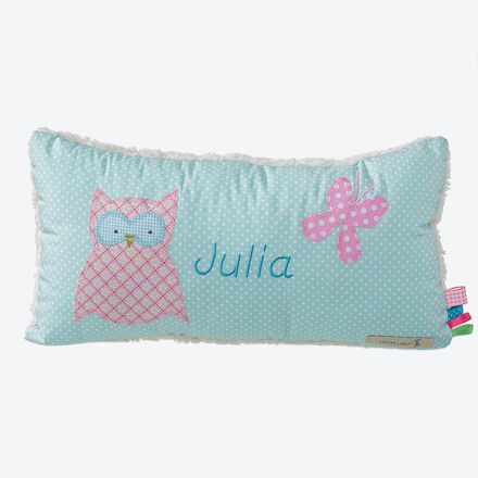 Produktbild fr 'Namenskissen Eule trkis als persnliches Geschenk zu Geburt, Taufe oder Geburtstag'