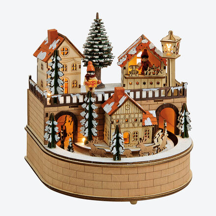 Produktbild fr 'Nostalgische Holz-Spieluhr mit LED-Beleuchtung'