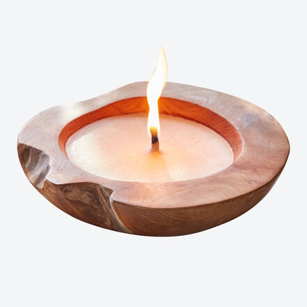 Produktbild fr 'Puristische Outdoorkerze in Teakholzschale'