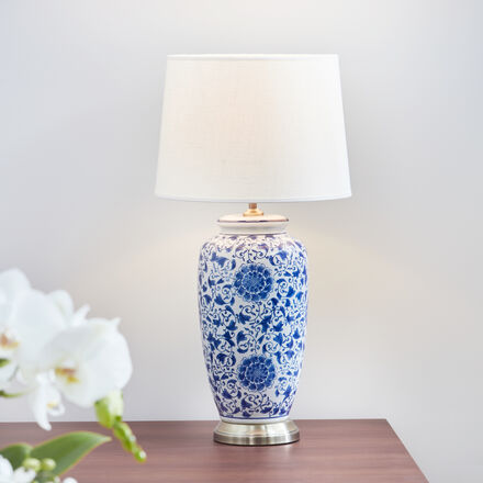 Produktbild fr 'Reprsentative Keramik-Tischlampe handbemalt im Ming-Stil'