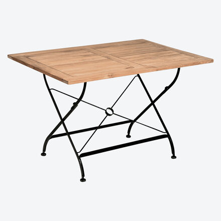 Produktbild fr 'Set 3: Tisch + 2 Sthle + Bank - Klassisch elegante Gartenmbel-Serie aus Eisen und Teakholz'
