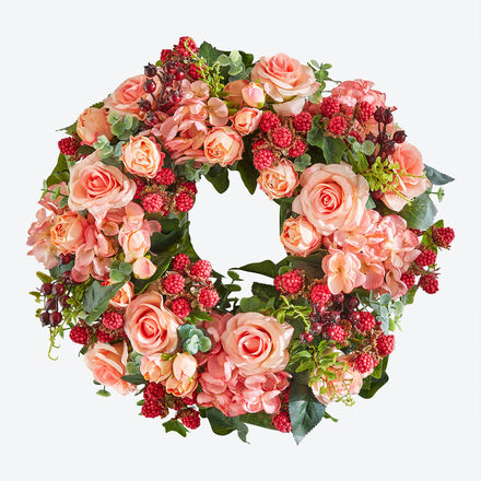 Produktbild fr 'Sommerlicher Rosenkranz mit Hortensien und Brombeeren'