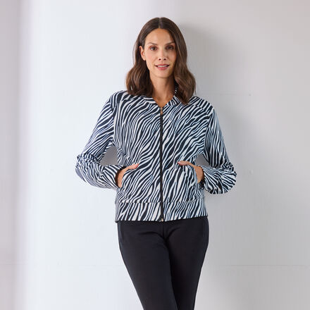 Produktbild fr 'Sweatjacke im modischen schwarz-weiem Animal-Print'