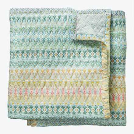 Produktbild fr 'Tagesdecke Quilt Asante -Farbverlufe in Grn und Rosa, 100 % Baumwolle, fr Einzel- oder Doppelbett'