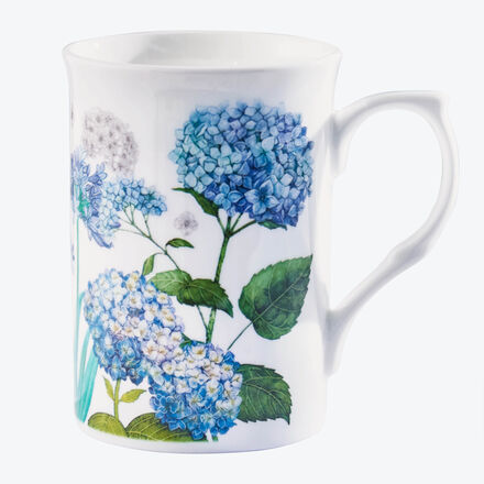 Produktbild fr 'Tasse mit Hortensien Blau Wei - /H 7,5/10 cm, Porzellan'