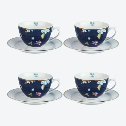 Produktbild fr 'Tassen- und Untertassen-Set zum floralen Mix & Match-Geschirr'