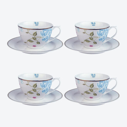 Produktbild fr 'Tassen- und Untertassen-Set zum floralen Mix & Match-Geschirr'
