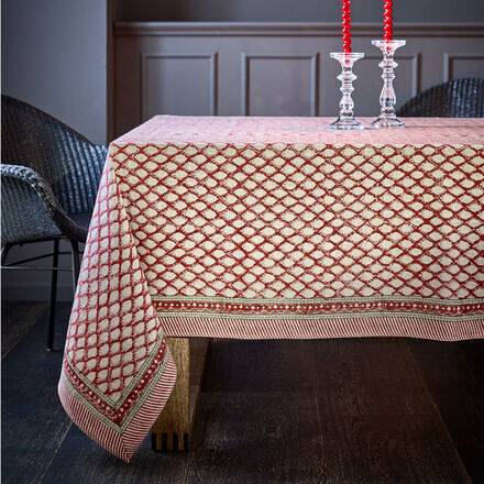 Produktbild fr 'Tischdecke Zypressen - traditionelles Blockprint auf 100 % Leinen'