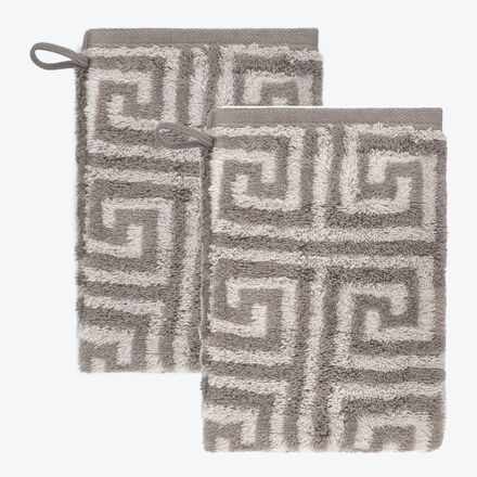 Produktbild f�r 'Waschlappen 2er-Set - 100 % Baumwolle, M�ander-Design, ca. 16/22 cm, 5 Farben'