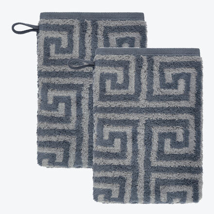 Produktbild f�r 'Waschlappen 2er-Set - 100 % Baumwolle, M�ander-Design, ca. 16/22 cm, 5 Farben'