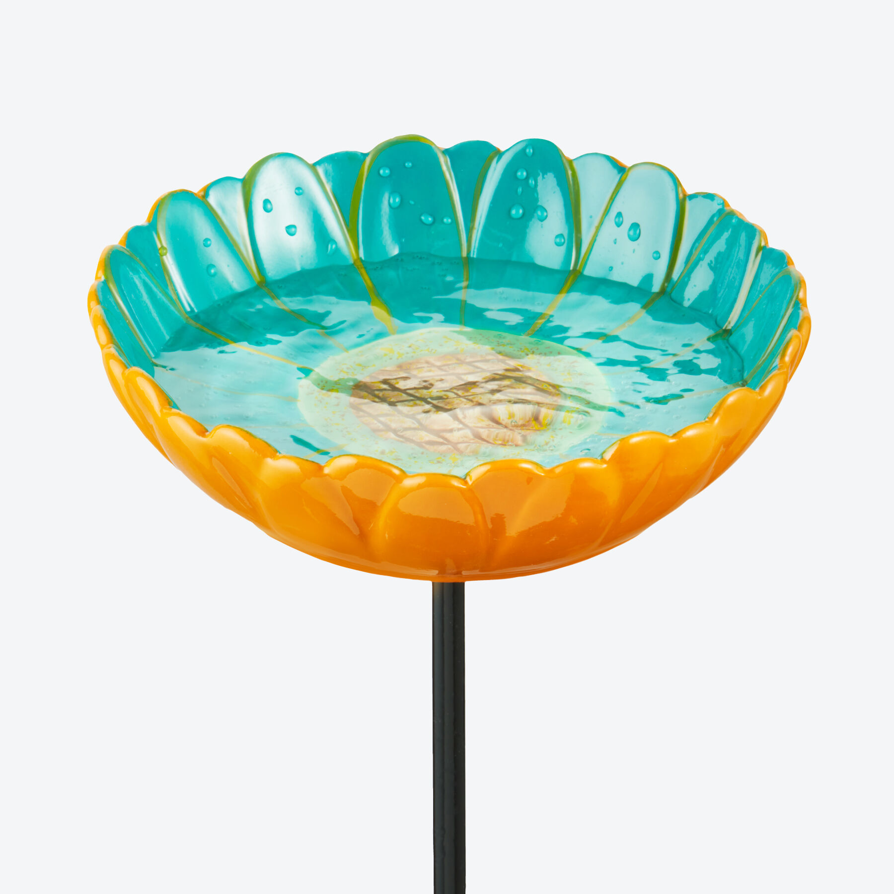 Türkise Wasserspende-Blüte aus glasierter Keramik für Vögel und ...