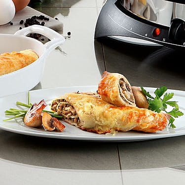 Überbackene Champignon-Crêpes
