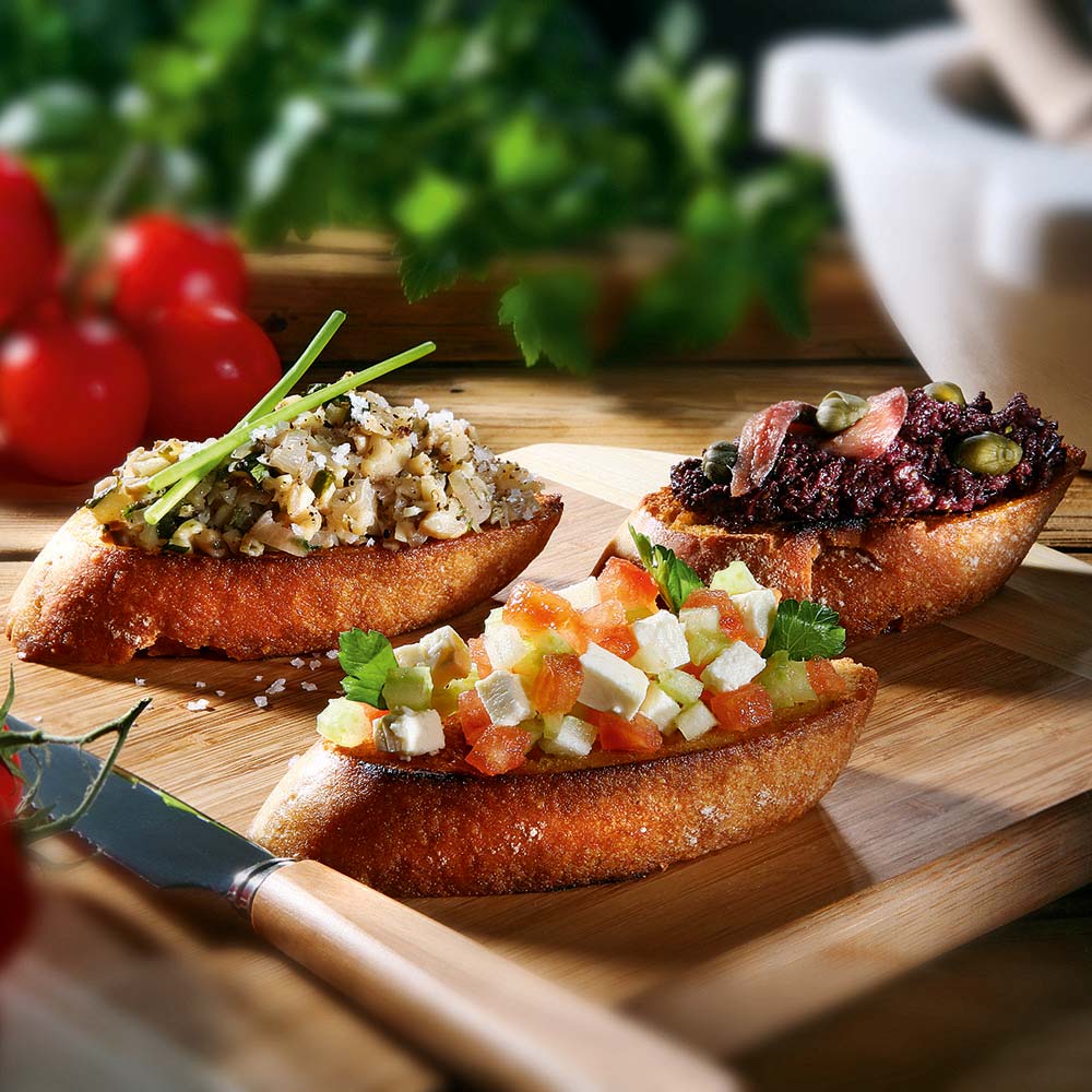 Dreierlei Gemüse-Crostini