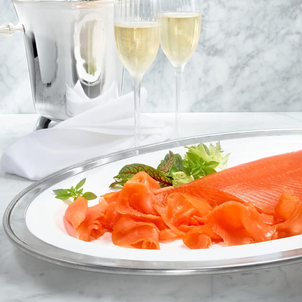 Geräucherter Lachs mit Champagner – feinster Genuss, perfekt für festliche Anlässe & Aperitif
